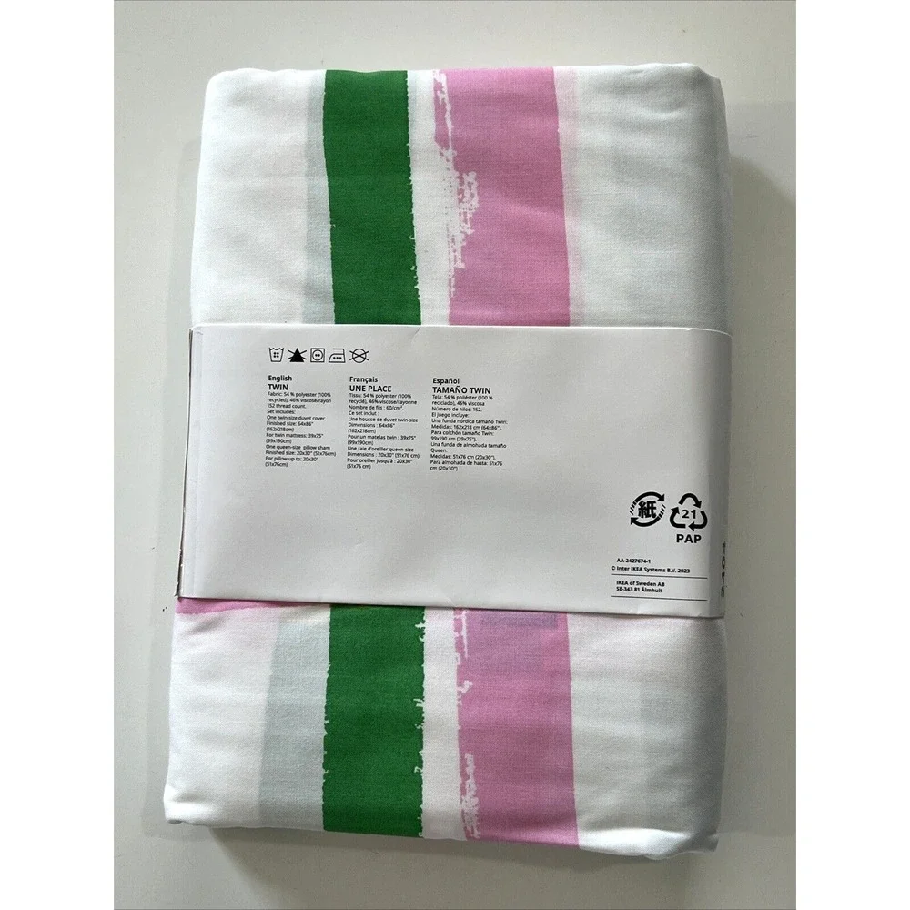 New IKEA SYRABLADMAL Twin Duvet Cover Set with Pillowcase Multicolor/Check